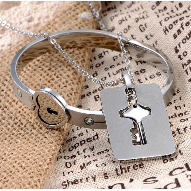 "JE BENT DE SLEUTEL NAAR MIJN HART" Armband + Ketting Set Belleza