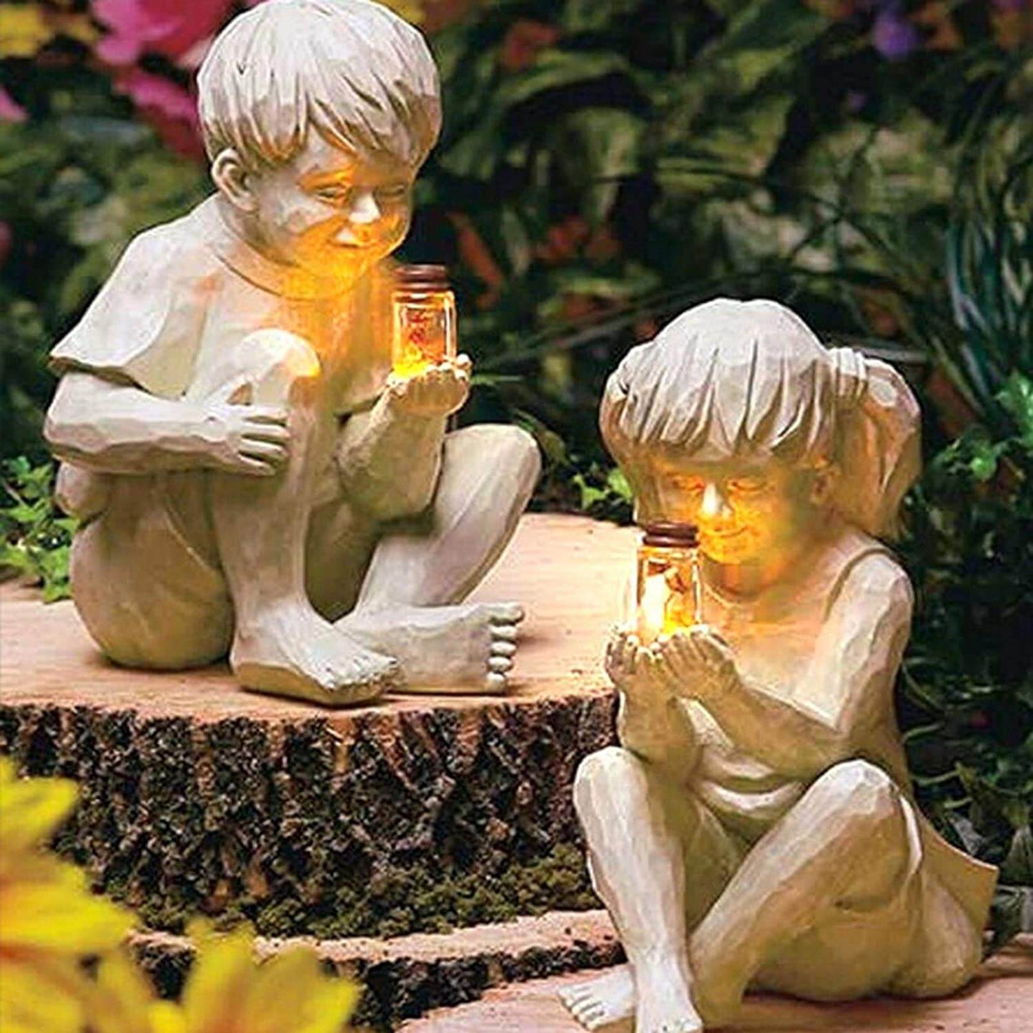 Kinderen met Zonnevlammetjes Tuinbeelden