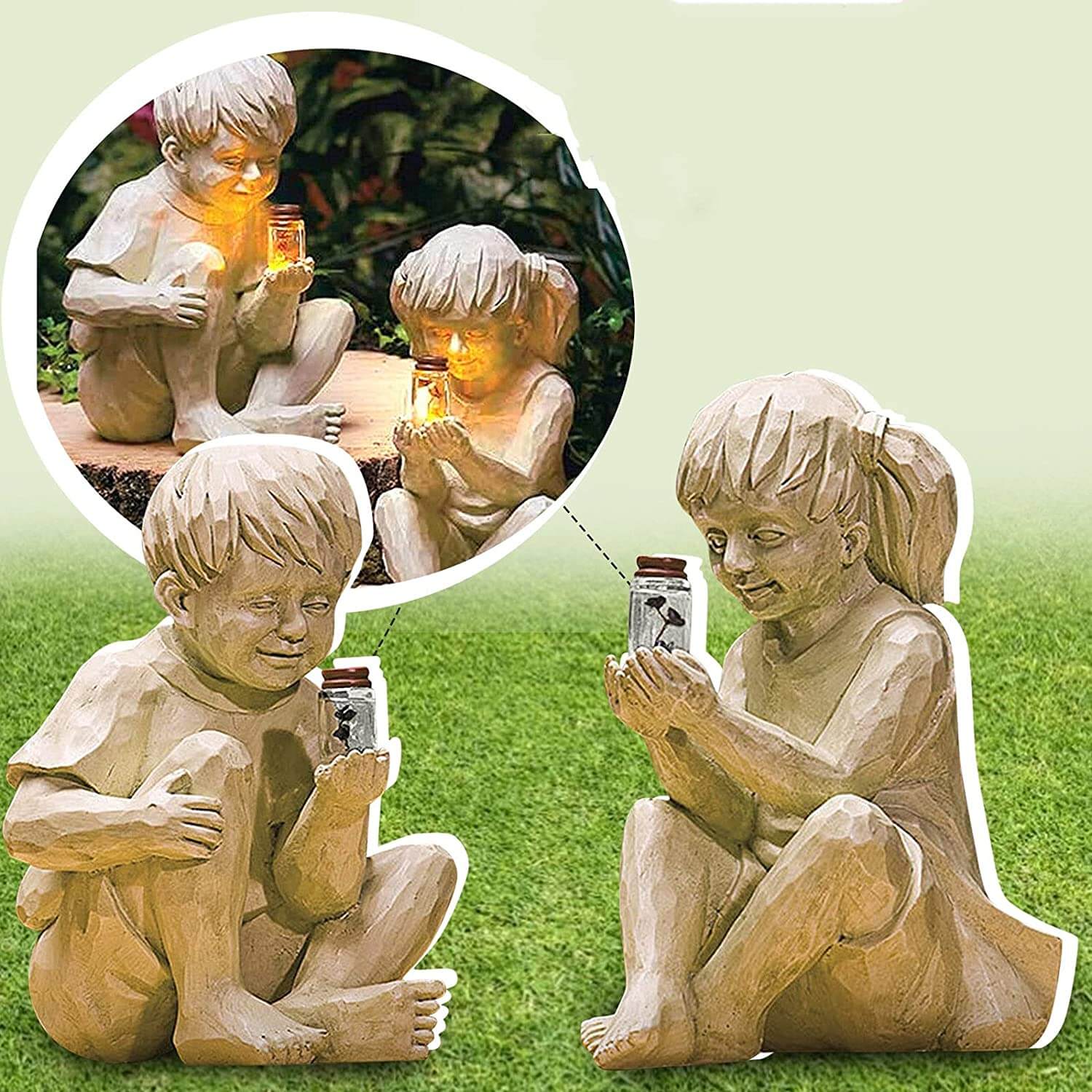 Kinderen met Zonnevlammetjes Tuinbeelden