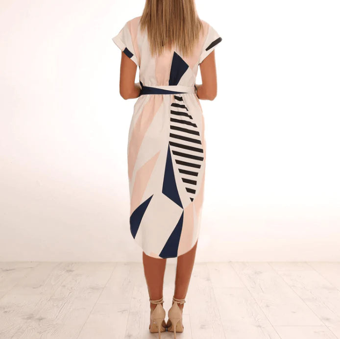 Bedrukte Asymmetrische Midi Jurk