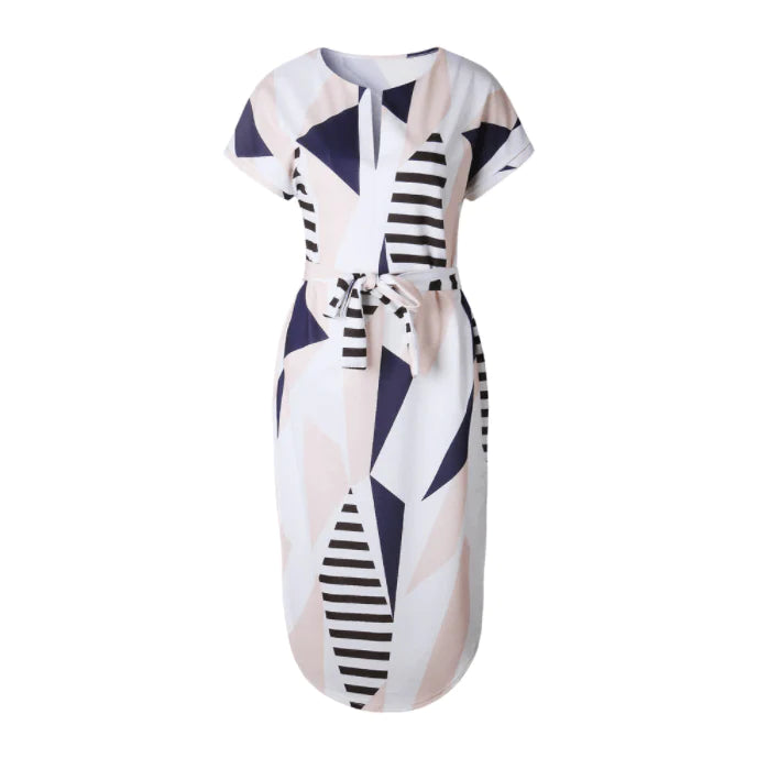 Bedrukte Asymmetrische Midi Jurk