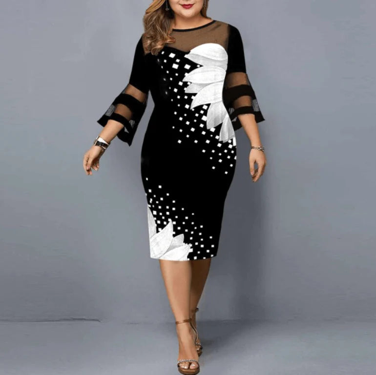 Plus Size Zonnebloem Print Vrijetijdskleding