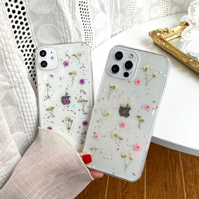 Pressed Flowers Transparant iPhone Hoesje