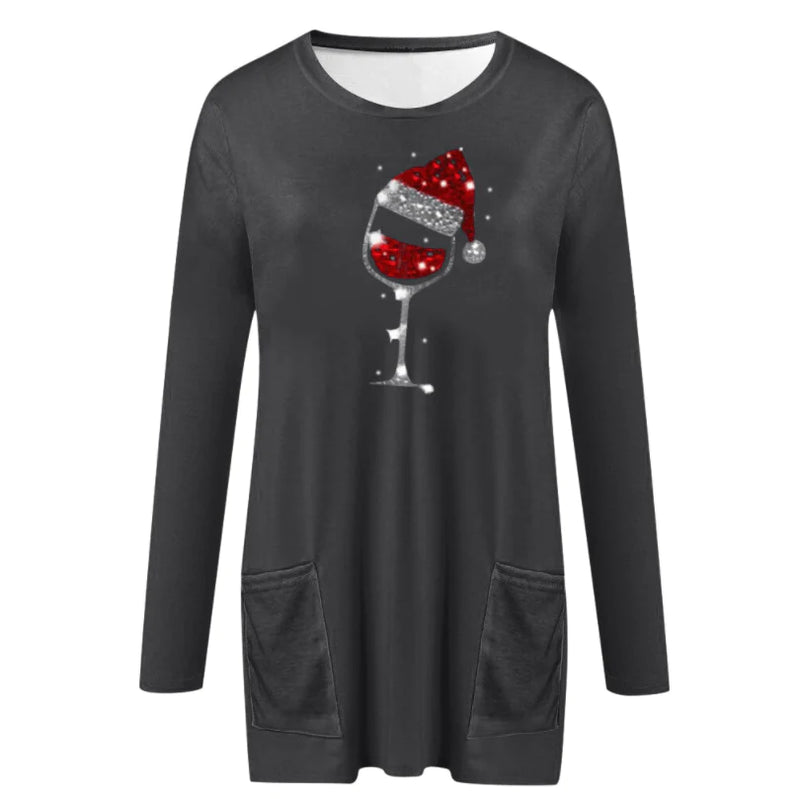 Wijn & kerstmuts Sweatshirt voor vrouwen