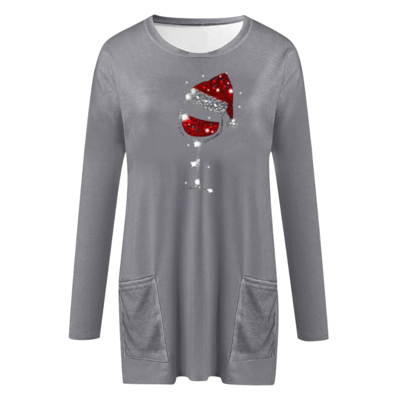 Wijn & kerstmuts Sweatshirt voor vrouwen