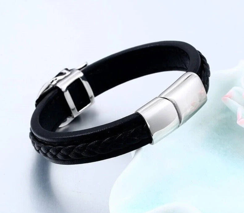 Stalen Punk Schedel Leren Armband