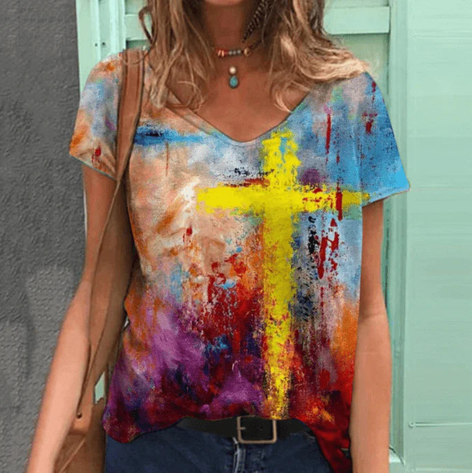 Vintage Kruis Grafische T-shirts