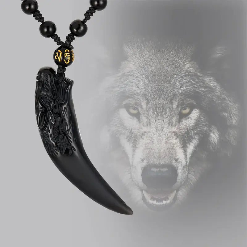 Obsidiaan Wolf Hanger Ketting