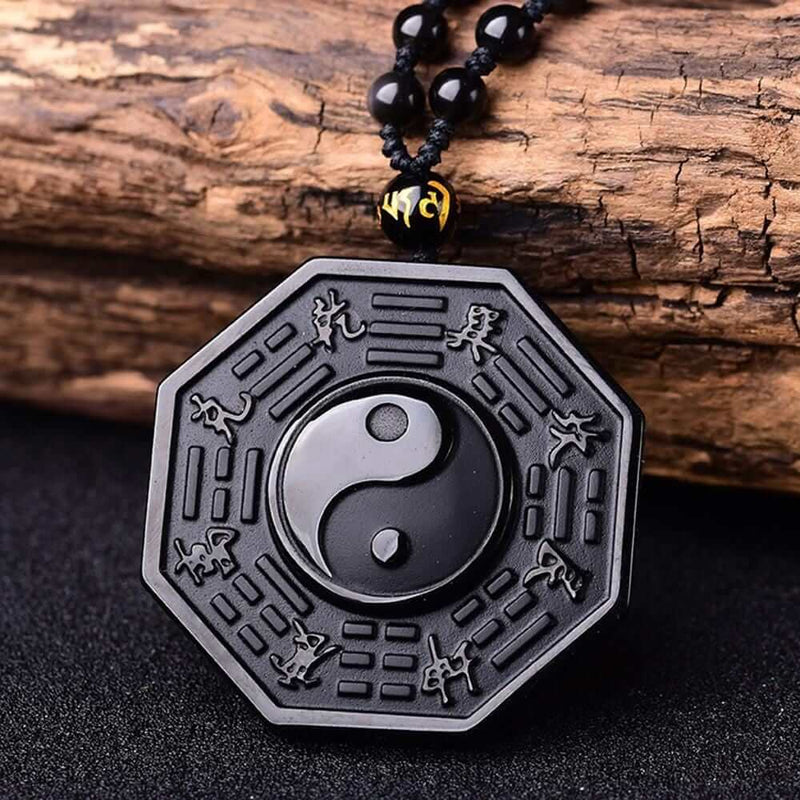 Obsidiaan Yin Yang Ketting